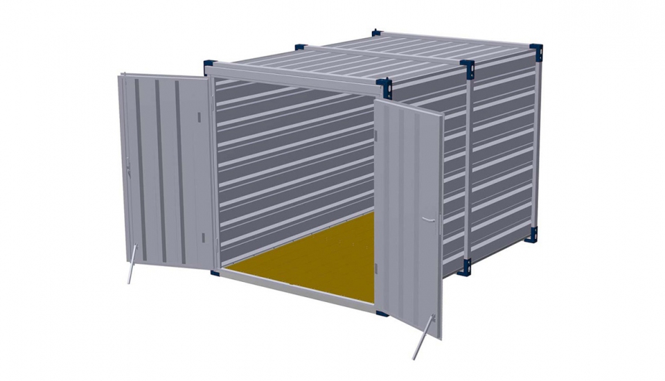 Opslagcontainer 3m dubbele deur korte zijde