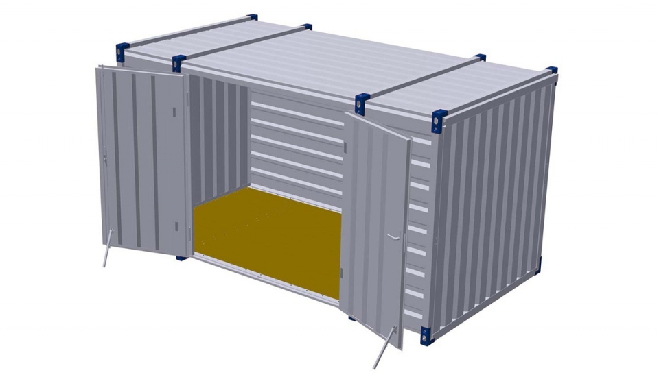 Opslagcontainer 4m dubbele deur lange zijde